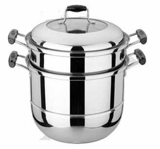 [3019-32] 12.5" Stainless Steel Double Tier Steamer Pots (4 pcs/ctn)