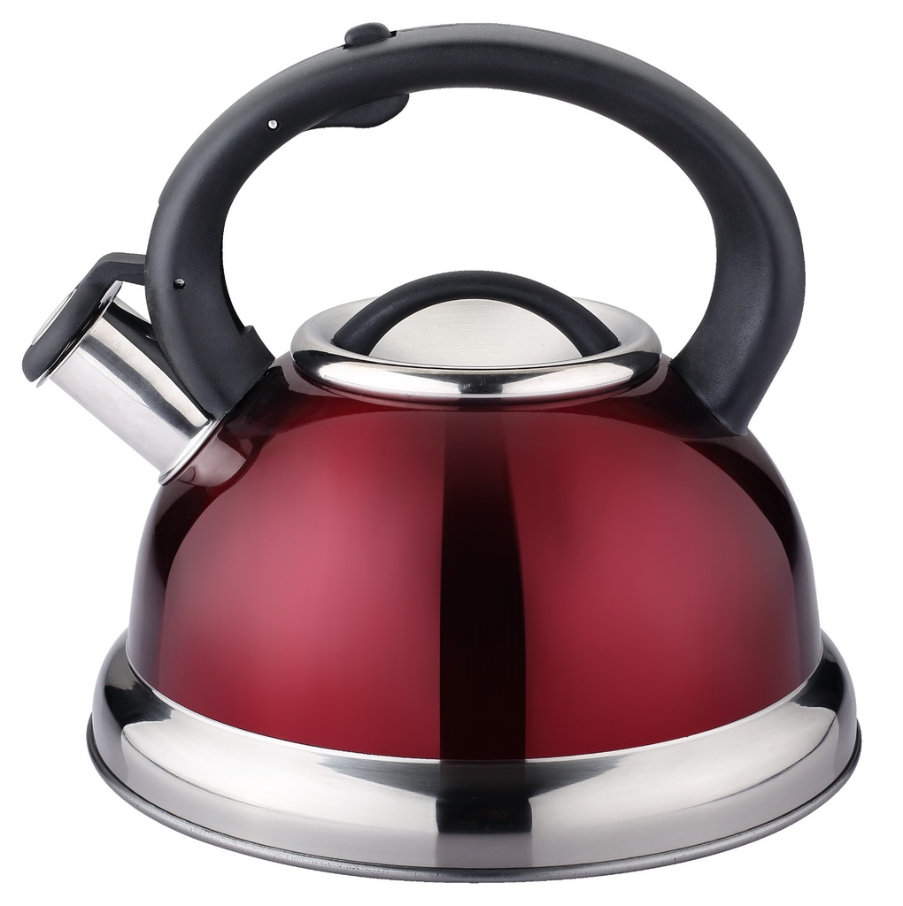 3QT Stainless Steel Heavy Gauge Wine Red Kettle (6 pcs/ctn)