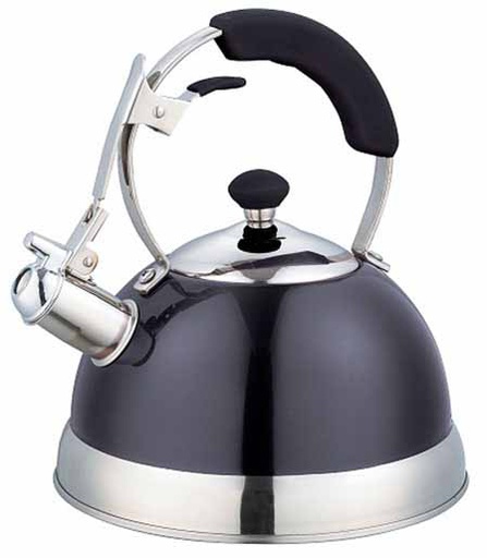 [3077-BK] 2.6QT Stainless Steel Black Whistling Kettle (6 pcs/ctn)