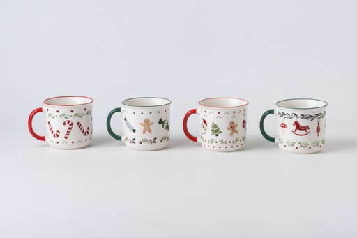 [6948] 13.02oz(385ml) New Bone China Mug, Assorted Pattern (48 pc/ctn)