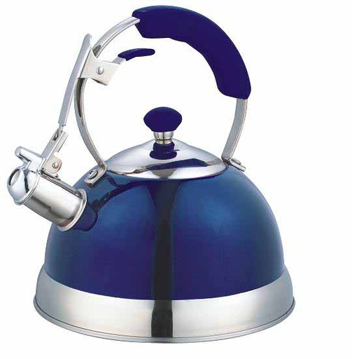 [3077-BLUE] 2.6QT Stainless Steel Blue Whistling Kettle (6 pcs/ctn)