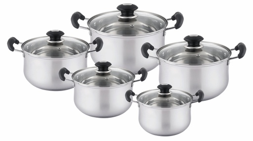 [3107G] Stainless Steel Sauce Pot with Glass Lid 10pc Set (2 sets/ctn)