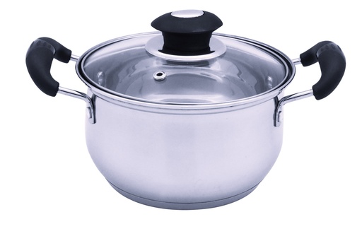 [3107G-16] Stainless Steel Sauce Pot with Glass Lid 2.0QT 6.5" (6 pcs/ctn)