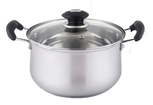 [3107G-20] Stainless Steel Sauce Pot with Glass Lid 3.8QT 8.0" (6 pcs/ctn)