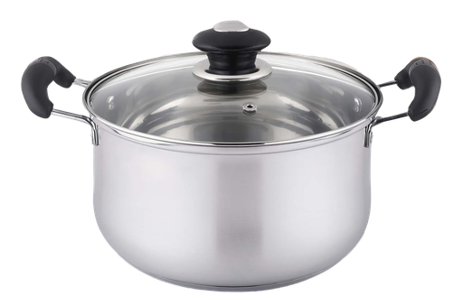[3107G-22] Stainless Steel Sauce Pot with Glass Lid 5.0QT 9.0" (6 pcs/ctn)