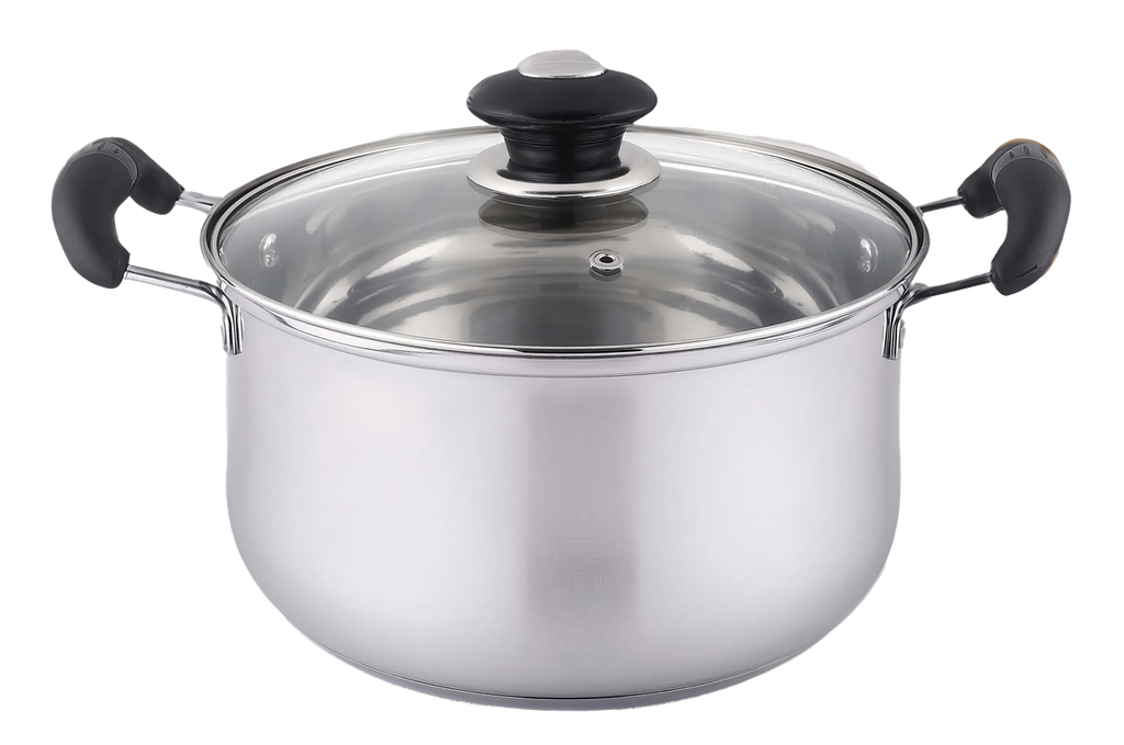 Stainless Steel Sauce Pot with Glass Lid 6.5QT 9.5" (6 pcs/ctn)