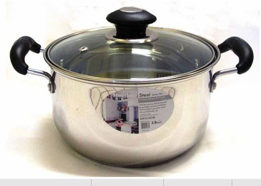 [3107G-24] Stainless Steel Sauce Pot with Glass Lid 6.5QT 9.5" (6 pcs/ctn)