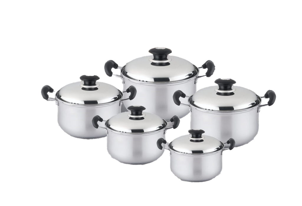 10pc Stainless Steel Sauce Pot Set with GLASS Lid (2 sets/ctn)