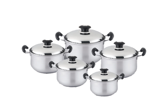 [3107S] 10pc Stainless Steel Sauce Pot Set with GLASS Lid (2 sets/ctn)