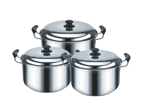 [3114S] 15, 17, 21QT Stainless Steel Stock Pot Set with Lids 6pc Set (1 sets/ctn)