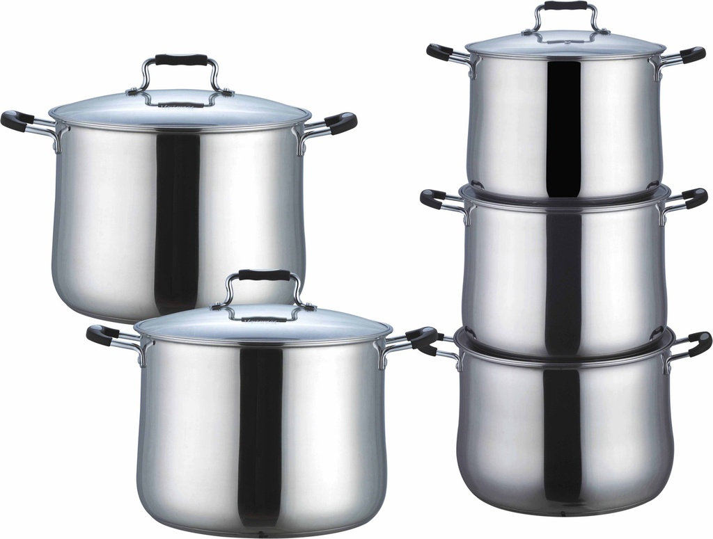 10 pc 304 Stainless Steel Deep Sauce Pot Set w Lid (2 sets/ctn)