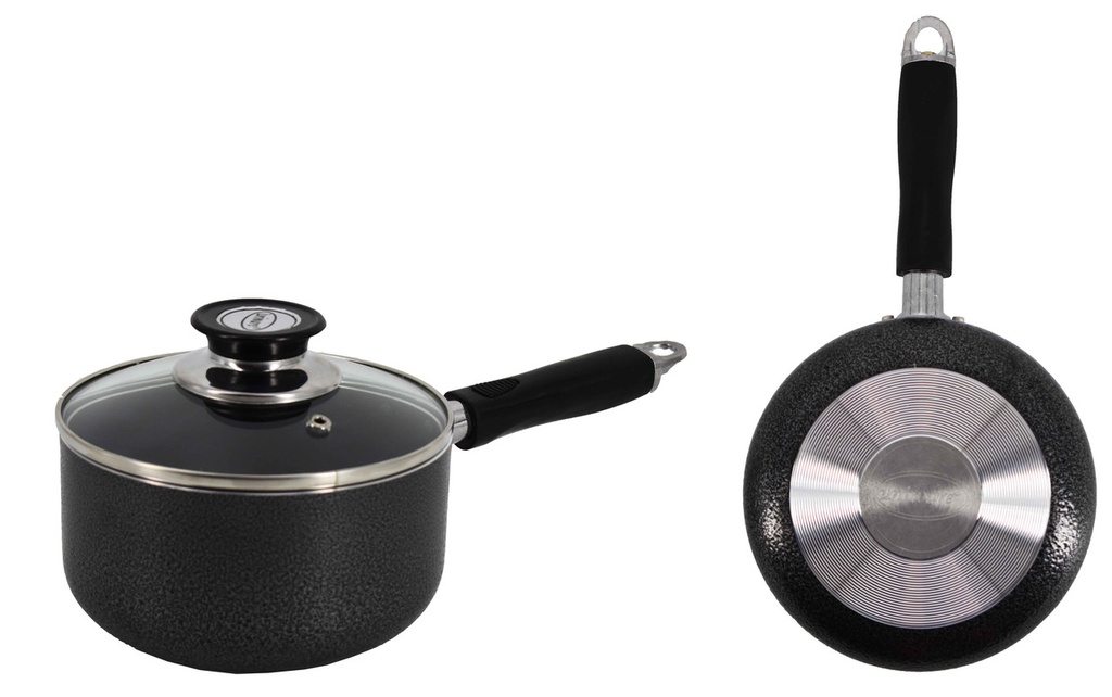 2QT Non-Stick Pfluon Coat Sauce Pan w Glass Lid (6 pcs/ctn)