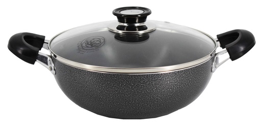 [4016-24] 9.4" Non-Stick Pfluon Coat Casserole w Glass Lid (6 pcs/ctn)