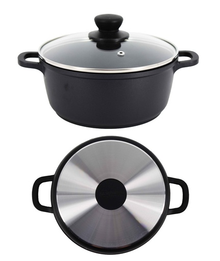 [4101-20] 2.3QT Non-Stick Pfluon Coat Casserole w Glass Lid (6 pcs/ctn