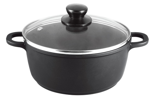 [4101-36] 14QT Non-Stick Pfluon Coat Casserole w Glass Lid (4 pcs/ctn)