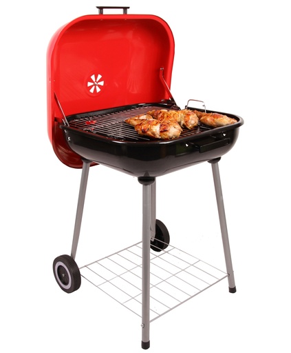 [1118] 22" Square Chrome Plated Charcoal Barbeque Grill (1 pcs/ctn)