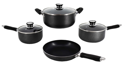 [4217A] 7 pc Non-Stick Pfluon Coated Cookware Set (4 sets/ctn)