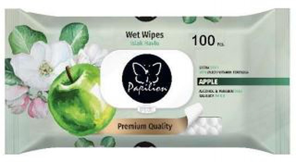 100 Sheets Green Apple Wet Towels with Cap (18 pcs/ctn)