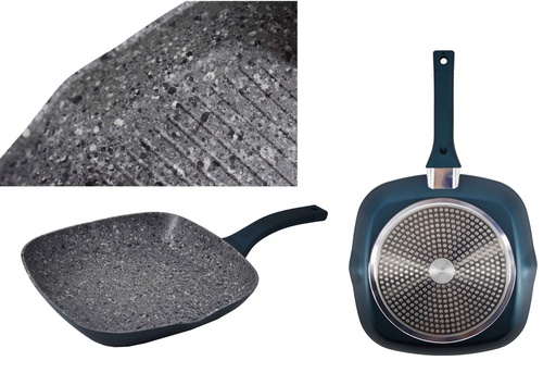 [4214-28] 11" Non-Stick Granite Coated Grill Pan, Induction Compatible Bottom (12 pcs/ctn)