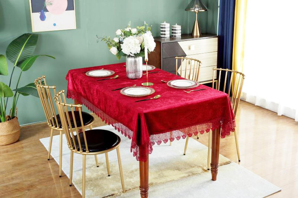 72"x108" Red Lace Table Cloth (24 pcs/ctn)