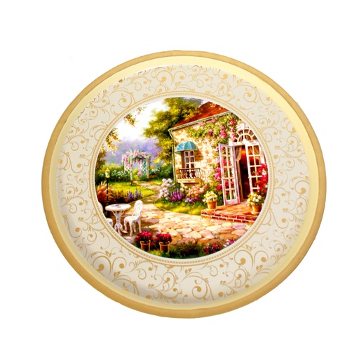 [P75006] 14" Gold Toya Round Tray (36 pcs/ctn)