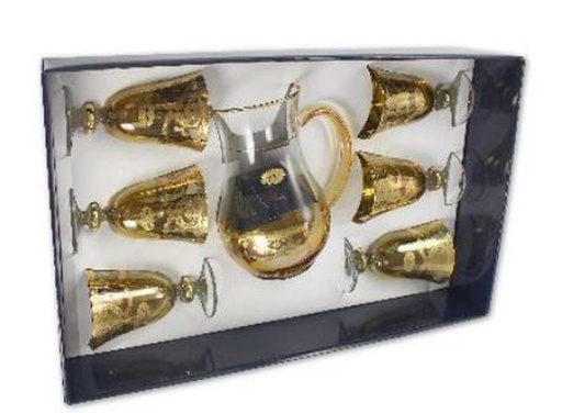[A1300] 6 pc Aqua Brocca Design Glassware Set (1 sets/ctn)