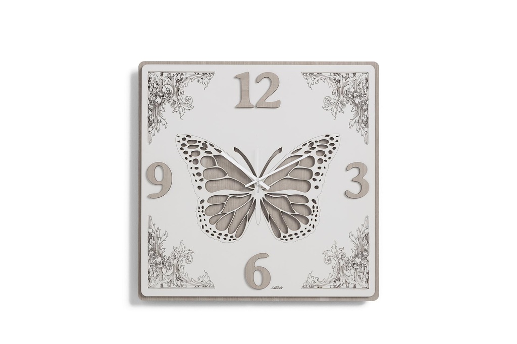 Wooden Buttlerfly and Flower Design Clock (1 pcs/ctn)