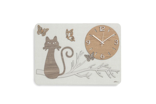 [CL148] Wooden Cat and Butterfly Design Clock (1 pcs/ctn)