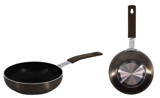 [4404-14BK] 5.5" Black Wide Edge Frying Pan, Induction Compatible Bottom (24 pcs/ctn)