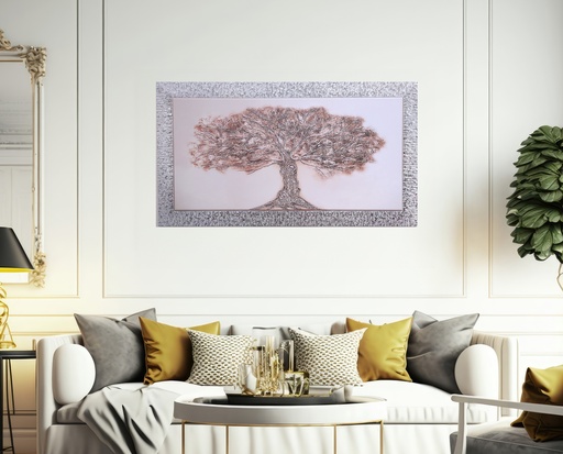 [H15005] Yellow Tree of Life w/ Wood Frame Picture 23.6"x47" (1 pcs/ctn)
