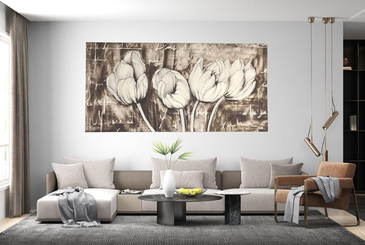 [H15004] 27.5"x55" Tulip Flower Wood Frame Picture (1 pcs/ctn)