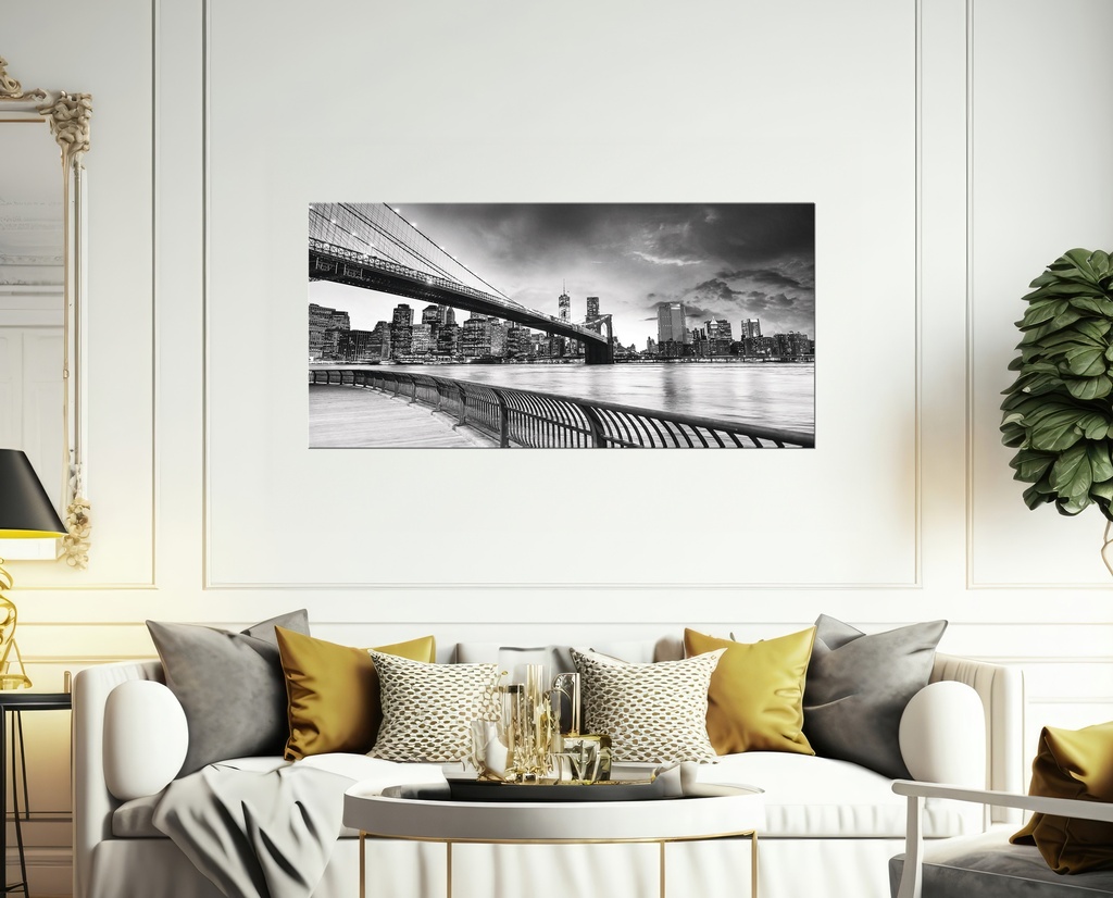 27.5"x55" Brooklyn Bridge Wood Frame Picture (1 pcs/ctn)