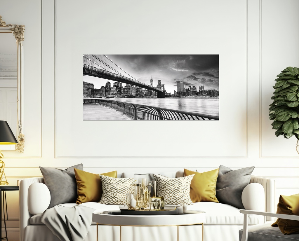 27.5&quot;x55&quot; Brooklyn Bridge Wood Frame Picture (1 pcs/ctn)
