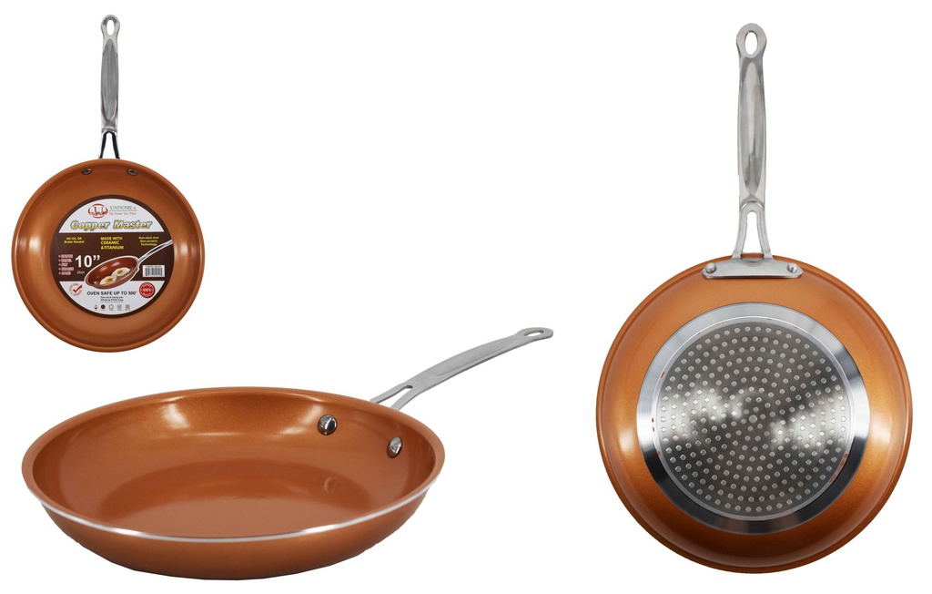 9.4" Gold Wide Edge Frying Pan, Induction Compatible Bottom (12 pcs/ctn)