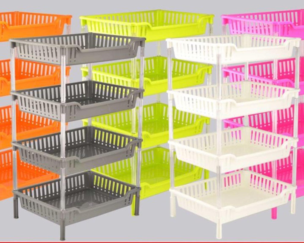 19.9x15"x35.8" 4 Layer Plastic Storage Shelf (6 pc/ctn)