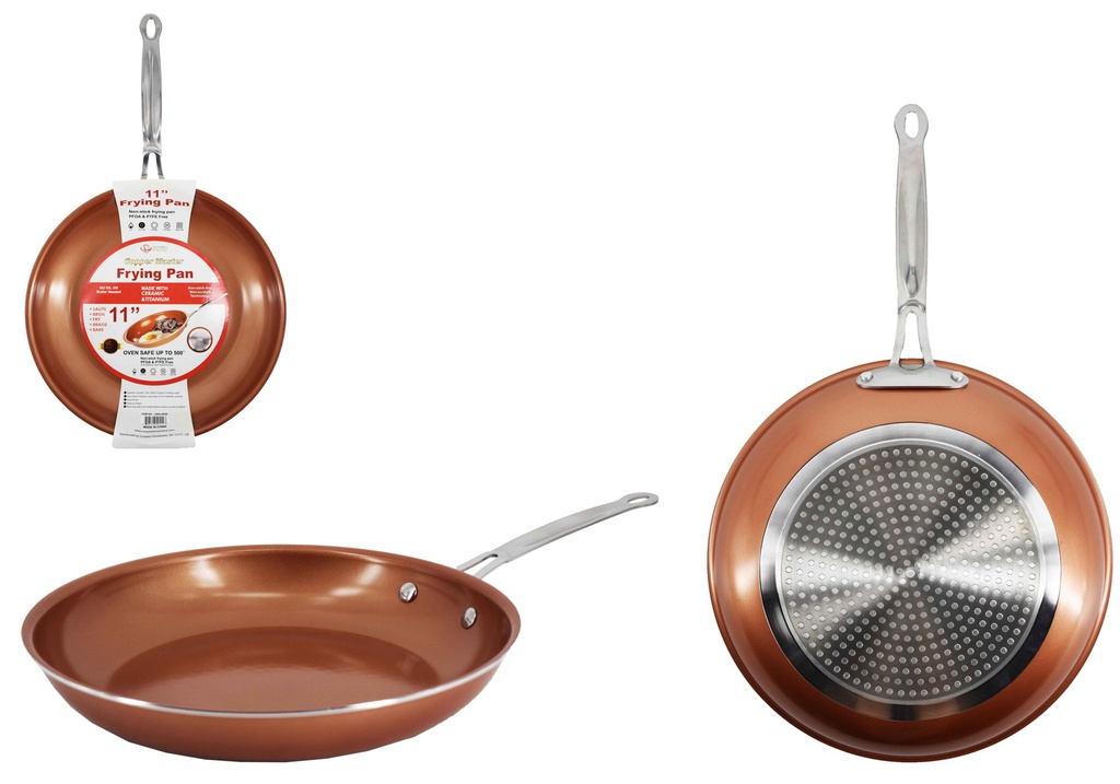 11" Gold Wide Edge Frying Pan, Induction Compatible Bottom (12 pcs/ctn)