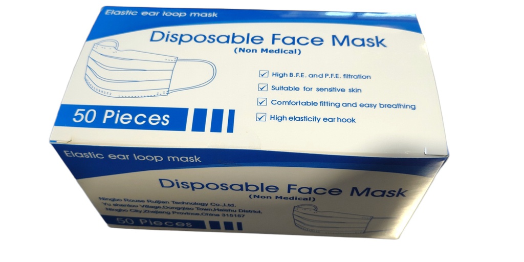 50 pc Earloop Disposable Facial Mask (40 sets/ctn)