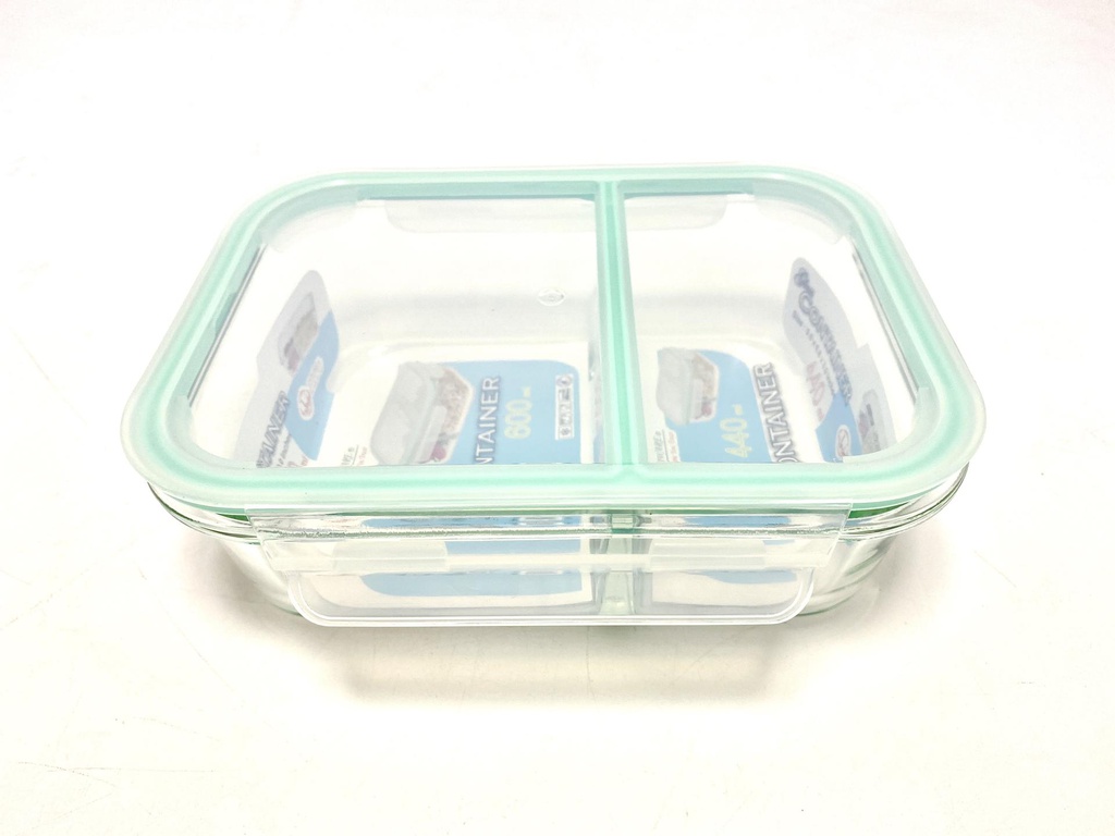 1040ml Glass Rectangle Container with Divider (12 pcs/ctn)