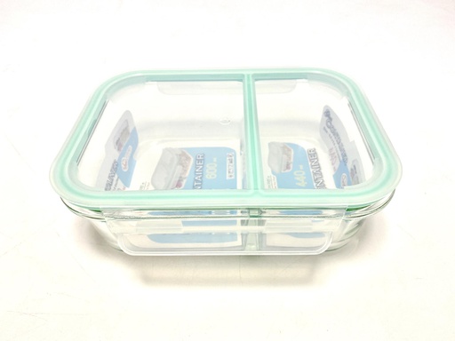 [B4004-2] 1040ml Glass Rectangle Container with Divider (12 pcs/ctn)