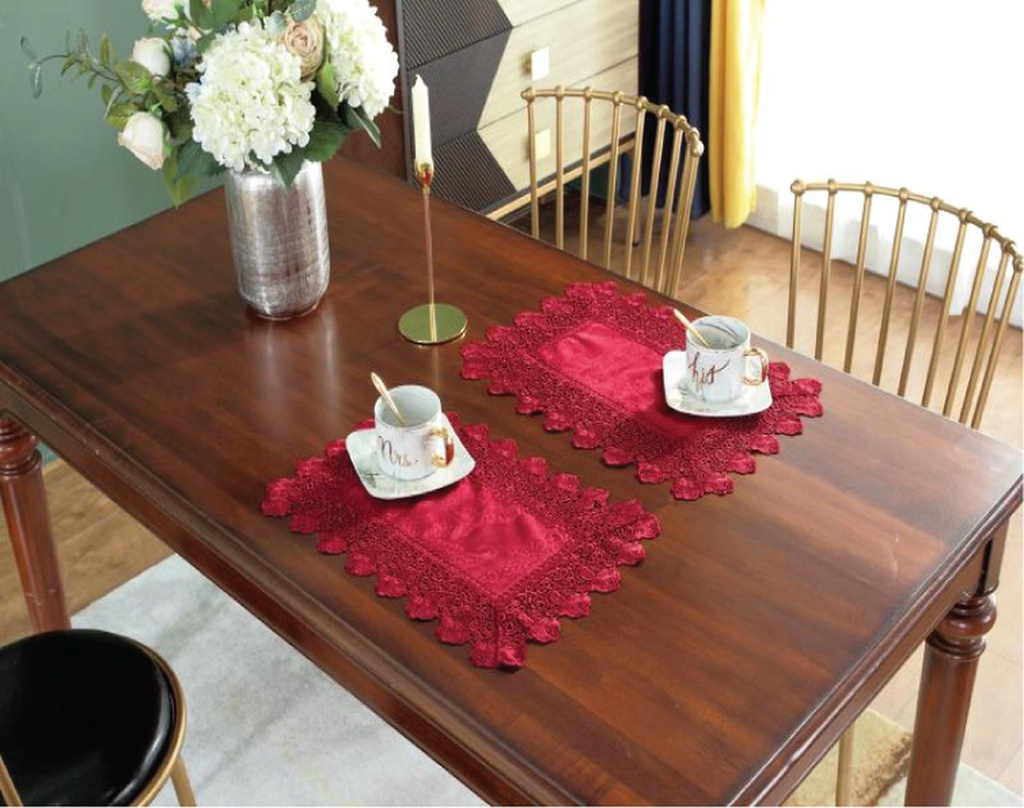 12&quot;x18&quot; Red Lace Table Cloth (144 pcs/ctn)