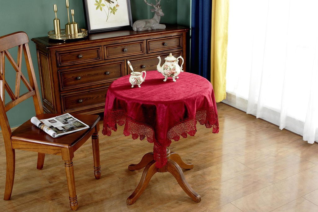 36&quot; Red Square Lace Table Cloth (72 pcs/ctn)