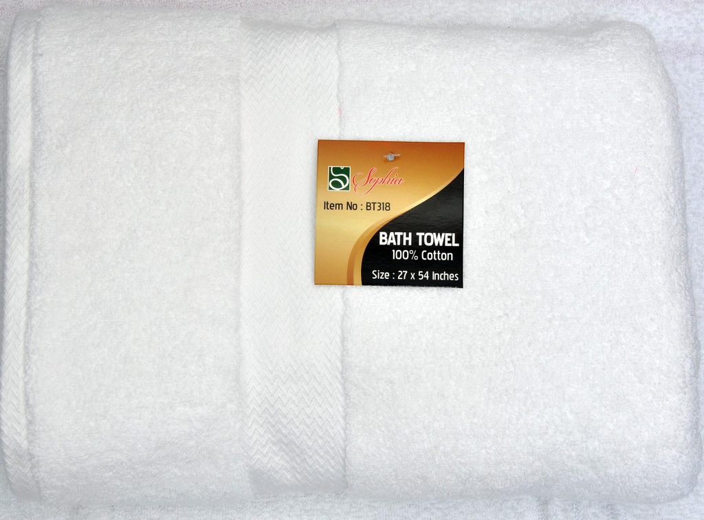 27 x 54&quot; 100% Cotton White Bath Towel (24 pcs/ctn)