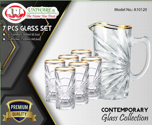 [A10120] 7 pc Golden Electroplate Glass Set (4 sets/ctn)