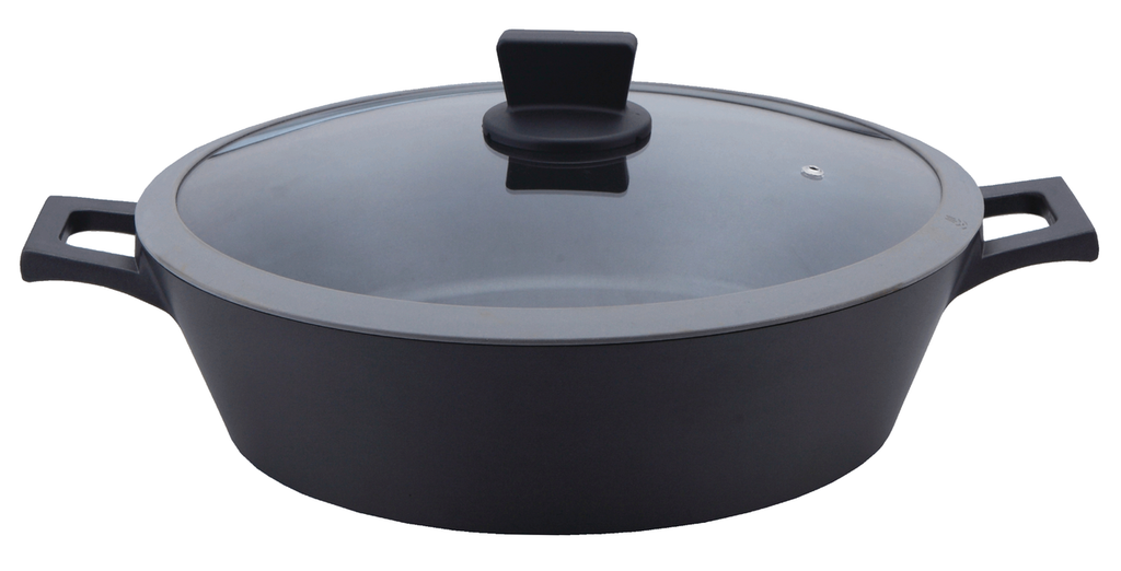 6.5QT Non-Stick Cast Aluminum Casserole with Lid, Induction Compatible Bottom (4 pcs/ctn)