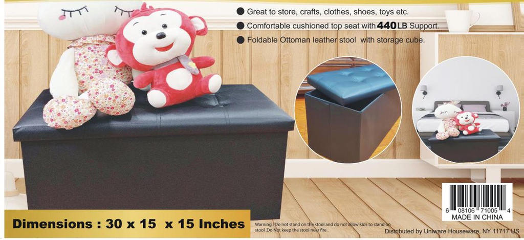 30"x15" Black Leather Container (3 pcs/ctn)