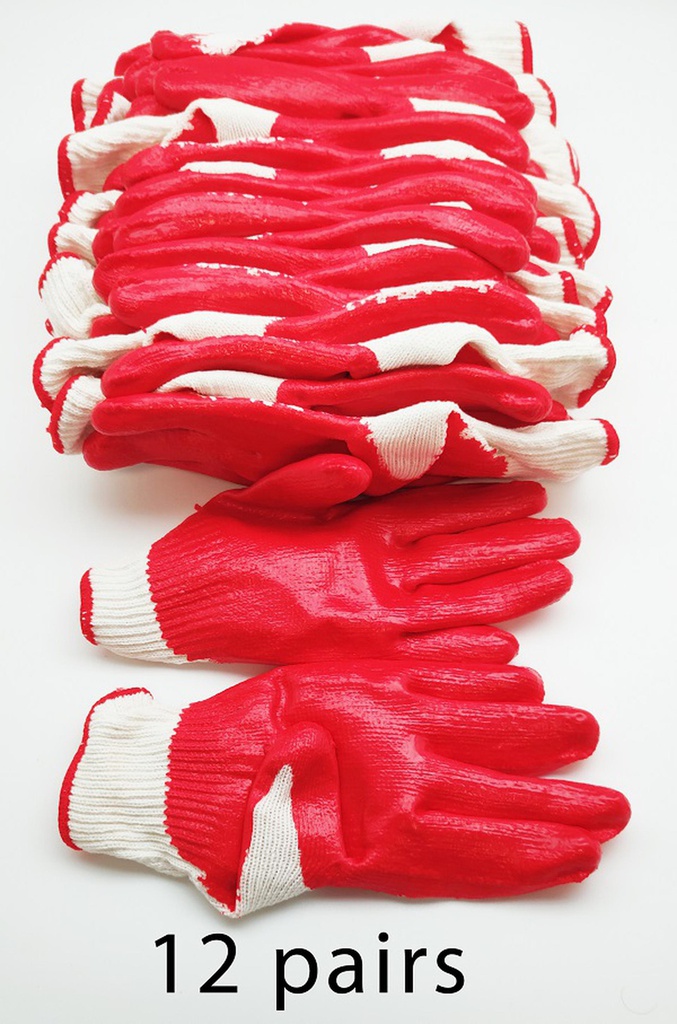 12 Pair 60g Red Latex Palm Coated Glove (20 dozen/ctn)