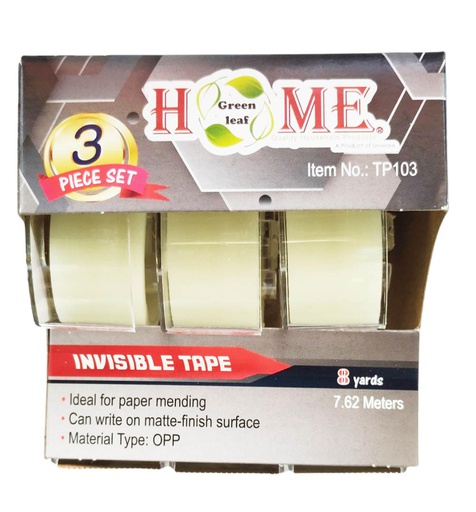 [TP103] 3 pc 8 Yard x 0.75" Opp Invisible Tape with Dispenser (24 sets/ctn)