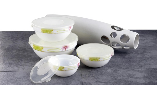 [A666-4] 4 pc Lotus Flower Food Storage Bowl (12 sets/ctn)