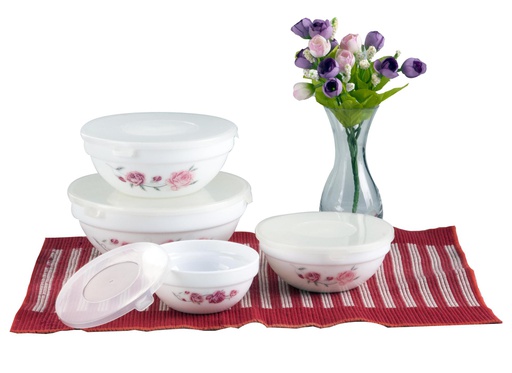 [RS666-4] 4 pc Rose Flower Food Storage Bowl (12 sets/ctn)