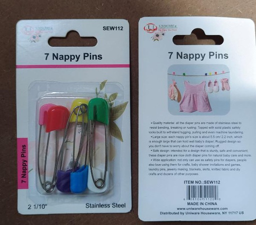 [SEW112] 7 pc Nappy Pin Sets, Mixed Color (288 sets/ctn)